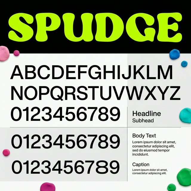 Spudge typography and featured product