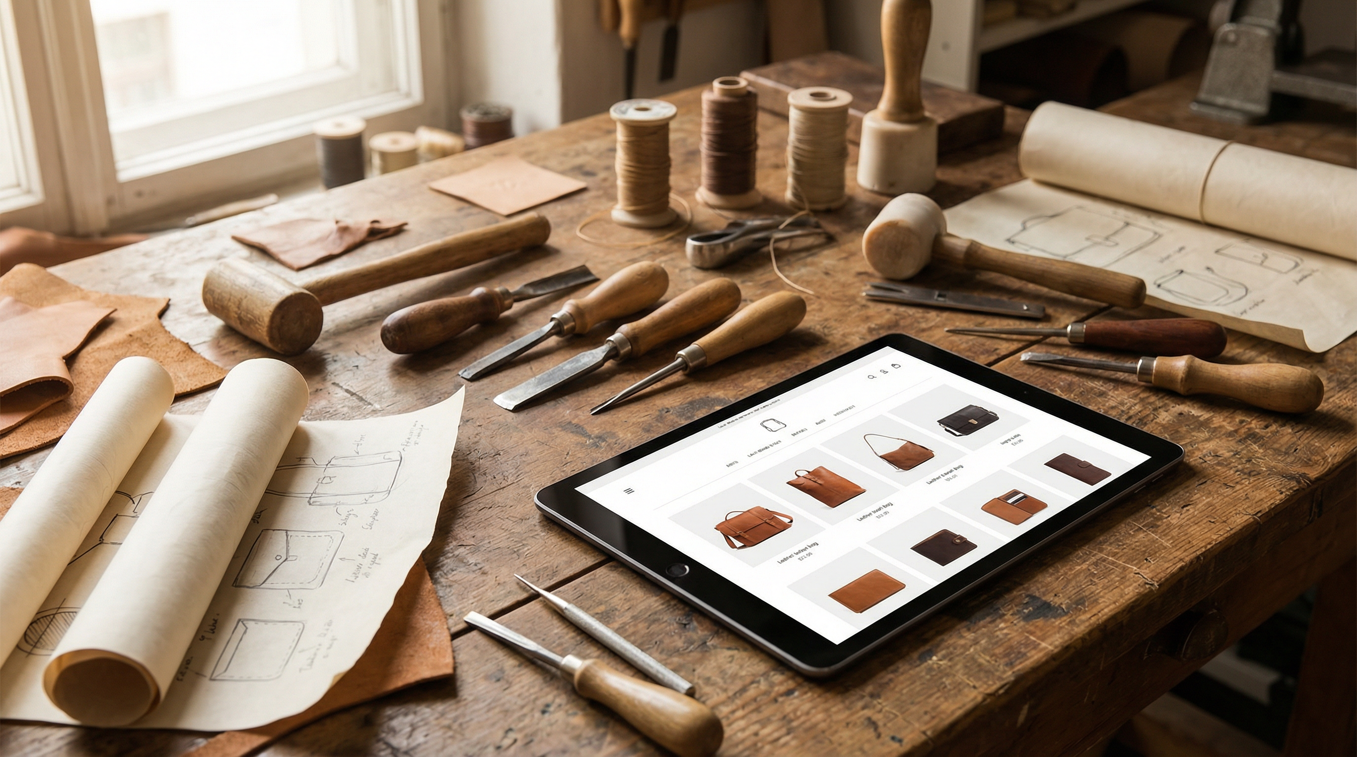 Artisan workspace with digital presence